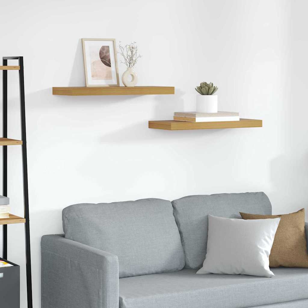 Wall Shelf 2 pcs Beige 60 x 23.5 x 4 cm Engineered Wood