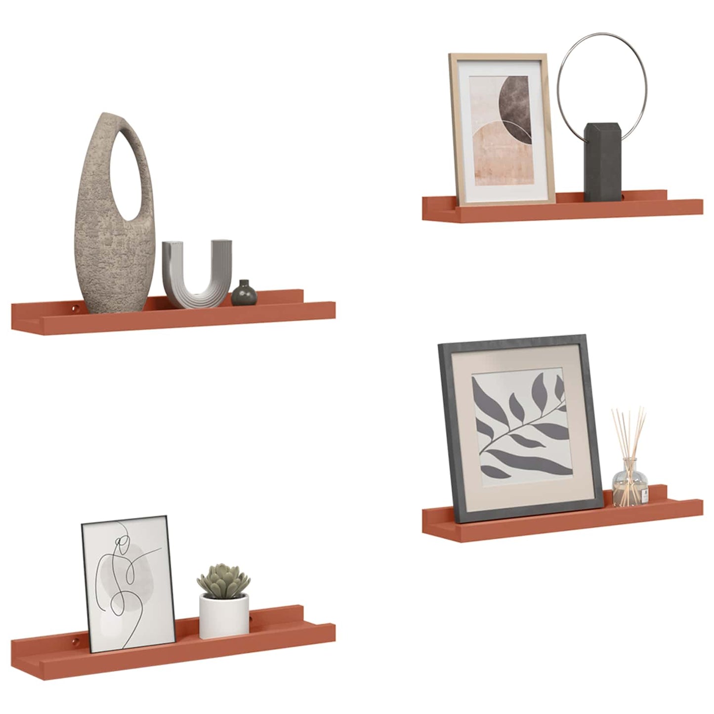 Wall Shelf with Shelf 4 pcs Red 40 x 9 x 3 cm Engineered Wood