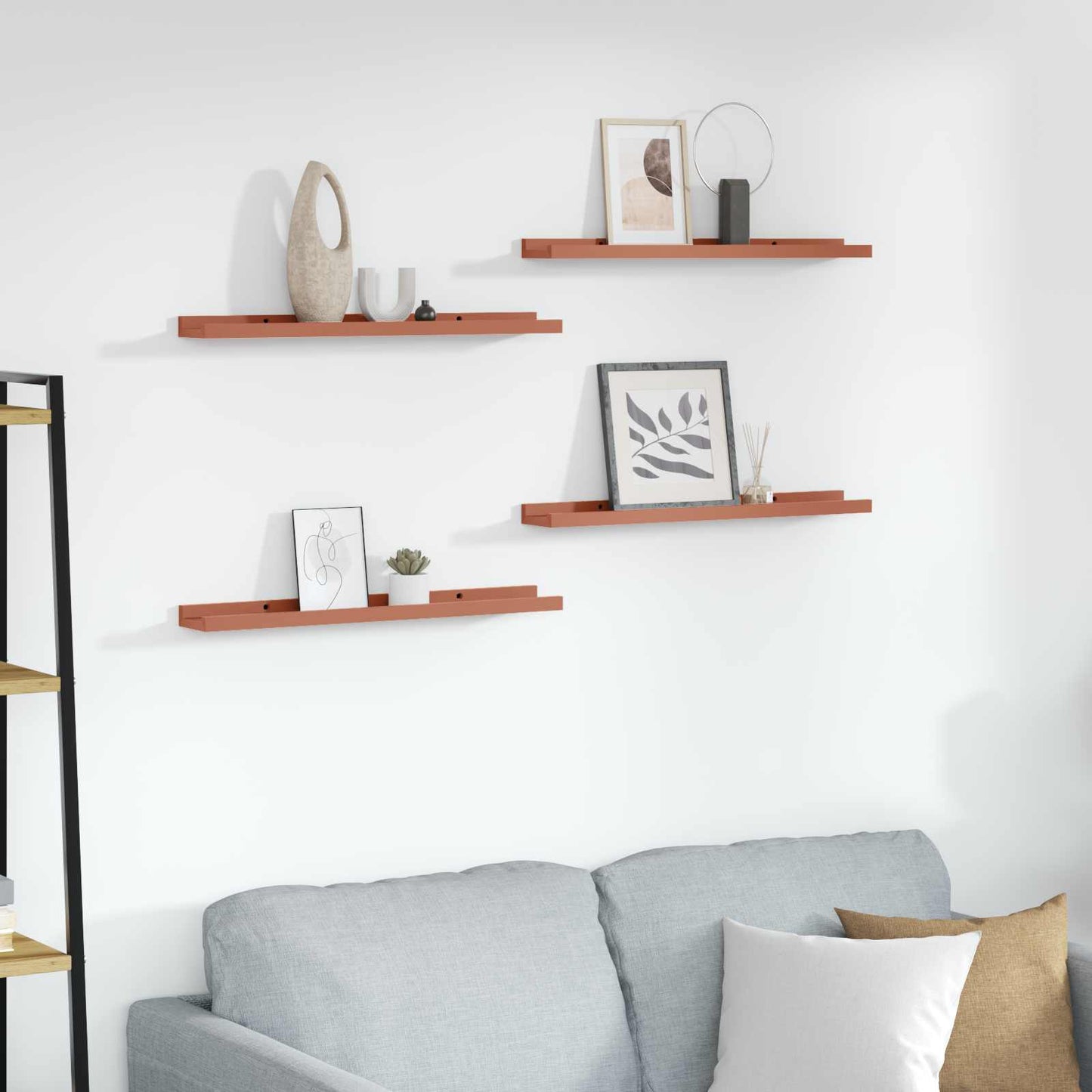 Wall Shelf with Shelf 4 pcs Red 60 x 9 x 3 cm Engineered Wood