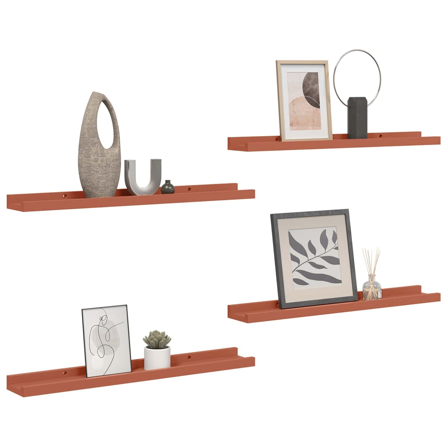 Wall Shelf with Shelf 4 pcs Red 60 x 9 x 3 cm Engineered Wood