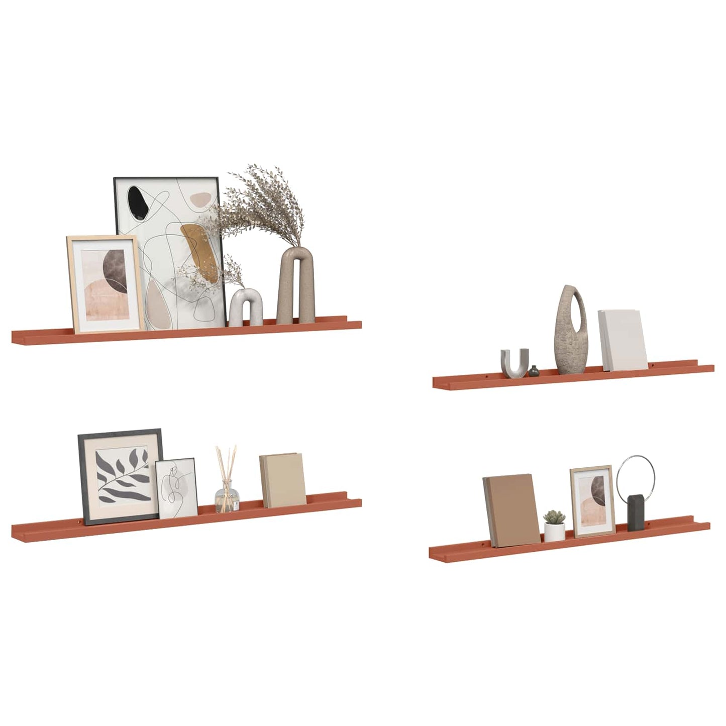 Wall Shelf with Shelf 4 pcs Red 100 x 9 x 3 cm Engineered Wood