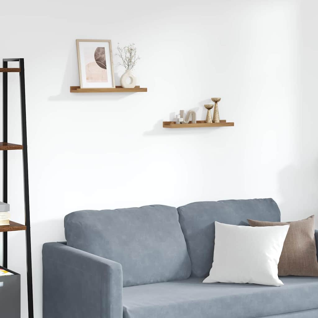 Wall Shelf with Shelf 2 pcs Brown 40 x 9 x 3 cm Engineered Wood