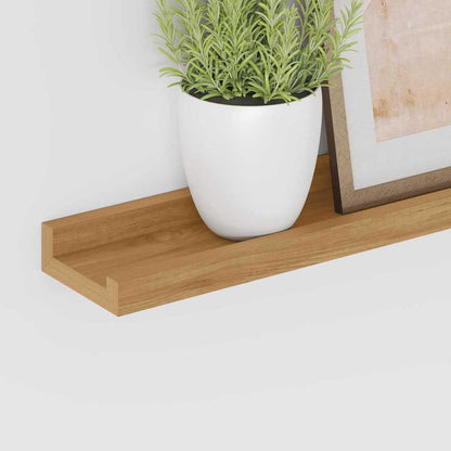 Wall Shelf with Shelf 2 pcs Brown 60 x 9 x 3 cm Engineered Wood