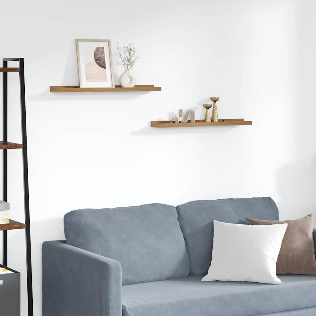 Wall Shelf with Shelf 2 pcs Brown 60 x 9 x 3 cm Engineered Wood