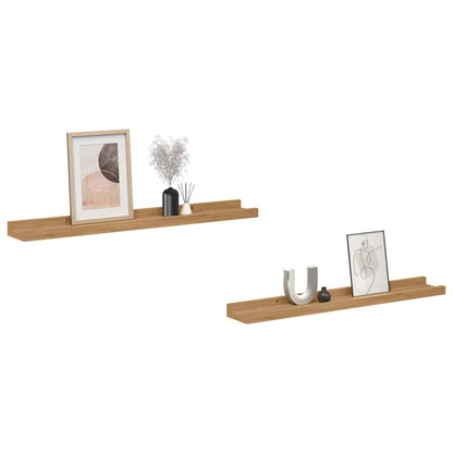 Wall Shelf with Shelf 2 pcs Brown 60 x 9 x 3 cm Engineered Wood