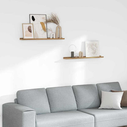 Wall Shelf with Shelf 2 pcs Brown 80 x 9 x 3 cm Engineered Wood