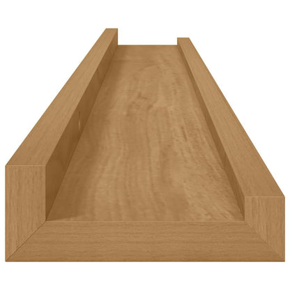 Wall Shelf with Shelf 2 pcs Brown 80 x 9 x 3 cm Engineered Wood