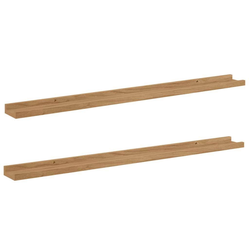 Wall Shelf Wall-Mounted 2 pcs Brown 100 x 9 x 3 cm
