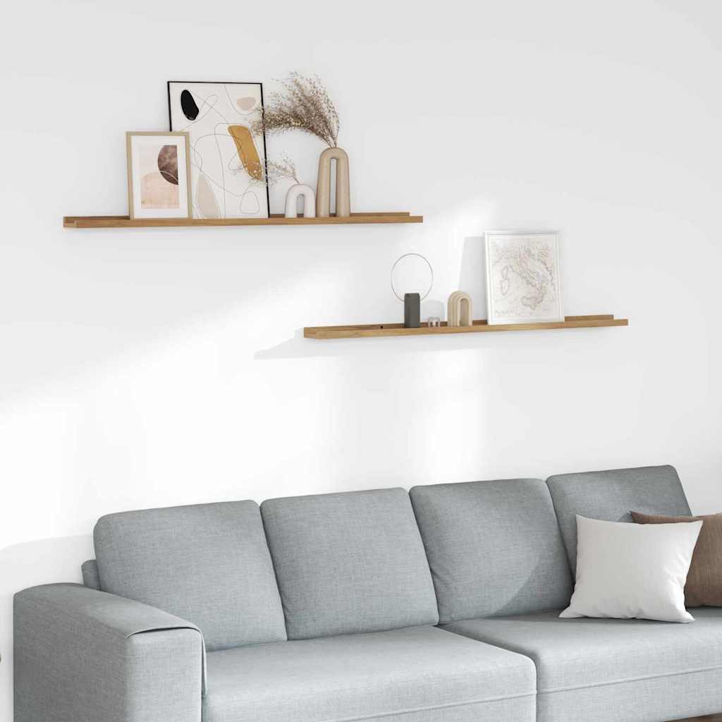 Wall Shelf Wall-Mounted 2 pcs Brown 115 x 9 x 3 cm