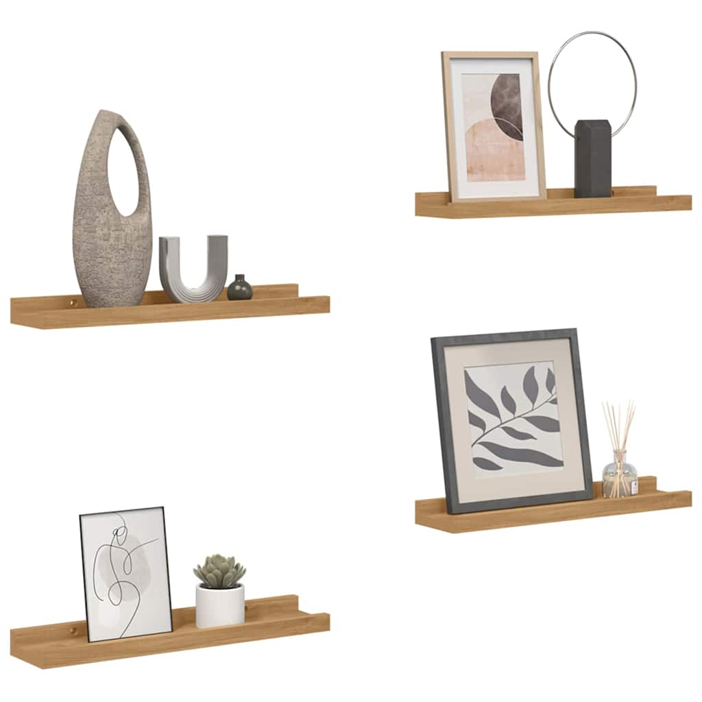Wall Shelf with Shelf 4 pcs Brown 60 x 9 x 3 cm Engineered Wood