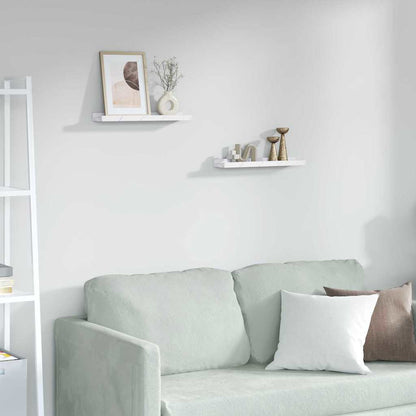 Wall Shelf 2 pcs White Marble 40 x 9 x 3 cm Engineered Wood