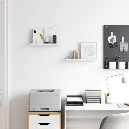 Wall Shelf 2 pcs White Marble 40 x 9 x 3 cm Engineered Wood