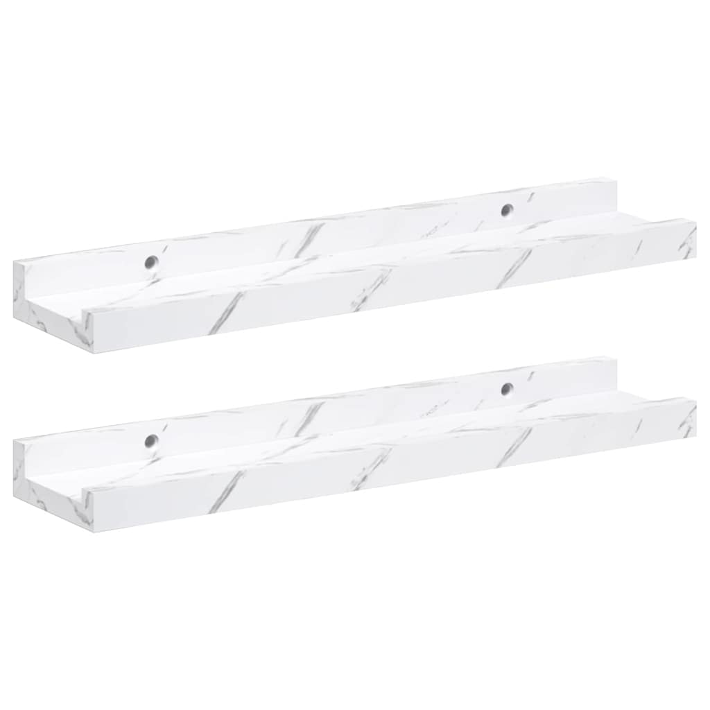Wall Shelf 2 pcs White Marble 40 x 9 x 3 cm Engineered Wood