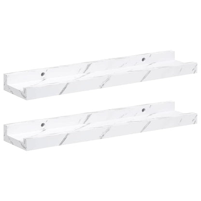 Wall Shelf 2 pcs White Marble 40 x 9 x 3 cm Engineered Wood