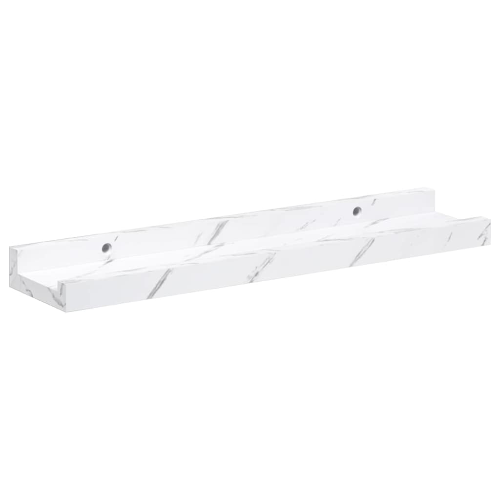 Wall Shelf 2 pcs White Marble 40 x 9 x 3 cm Engineered Wood