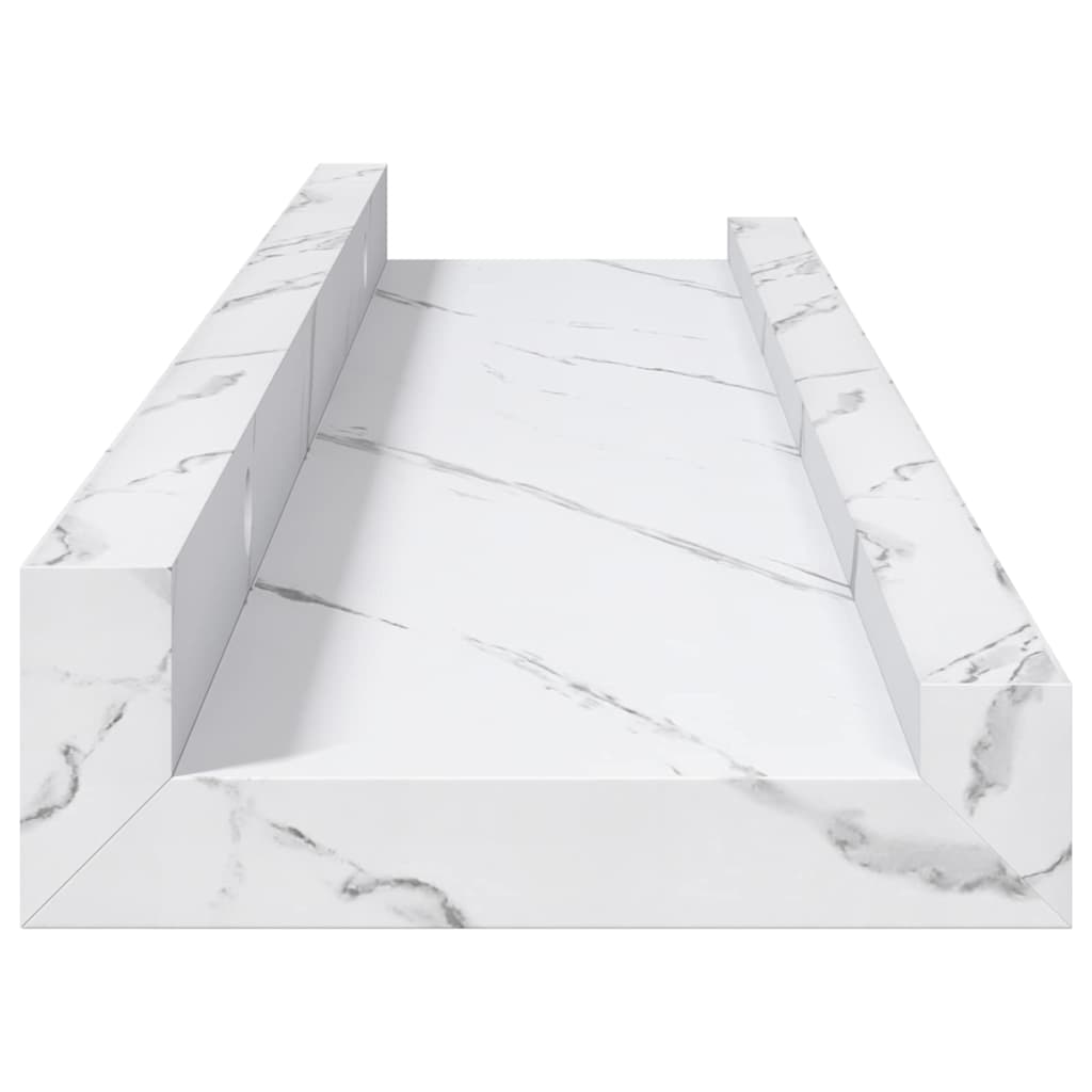 Wall Shelf 2 pcs White Marble 40 x 9 x 3 cm Engineered Wood