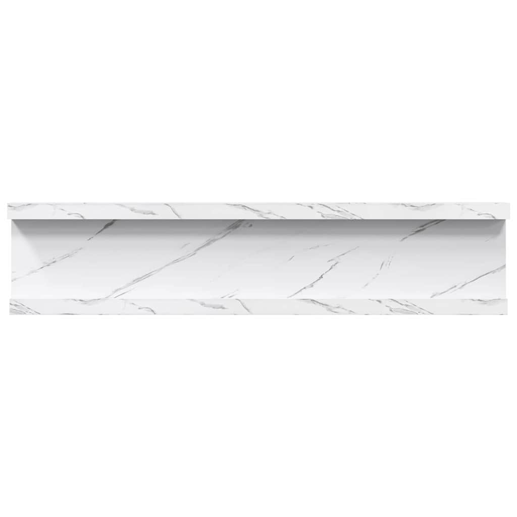 Wall Shelf 2 pcs White Marble 40 x 9 x 3 cm Engineered Wood