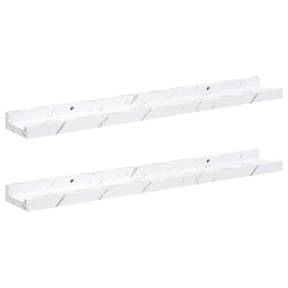 Wall Shelf 2 pcs White Marble 60 x 9 x 3 cm Engineered Wood