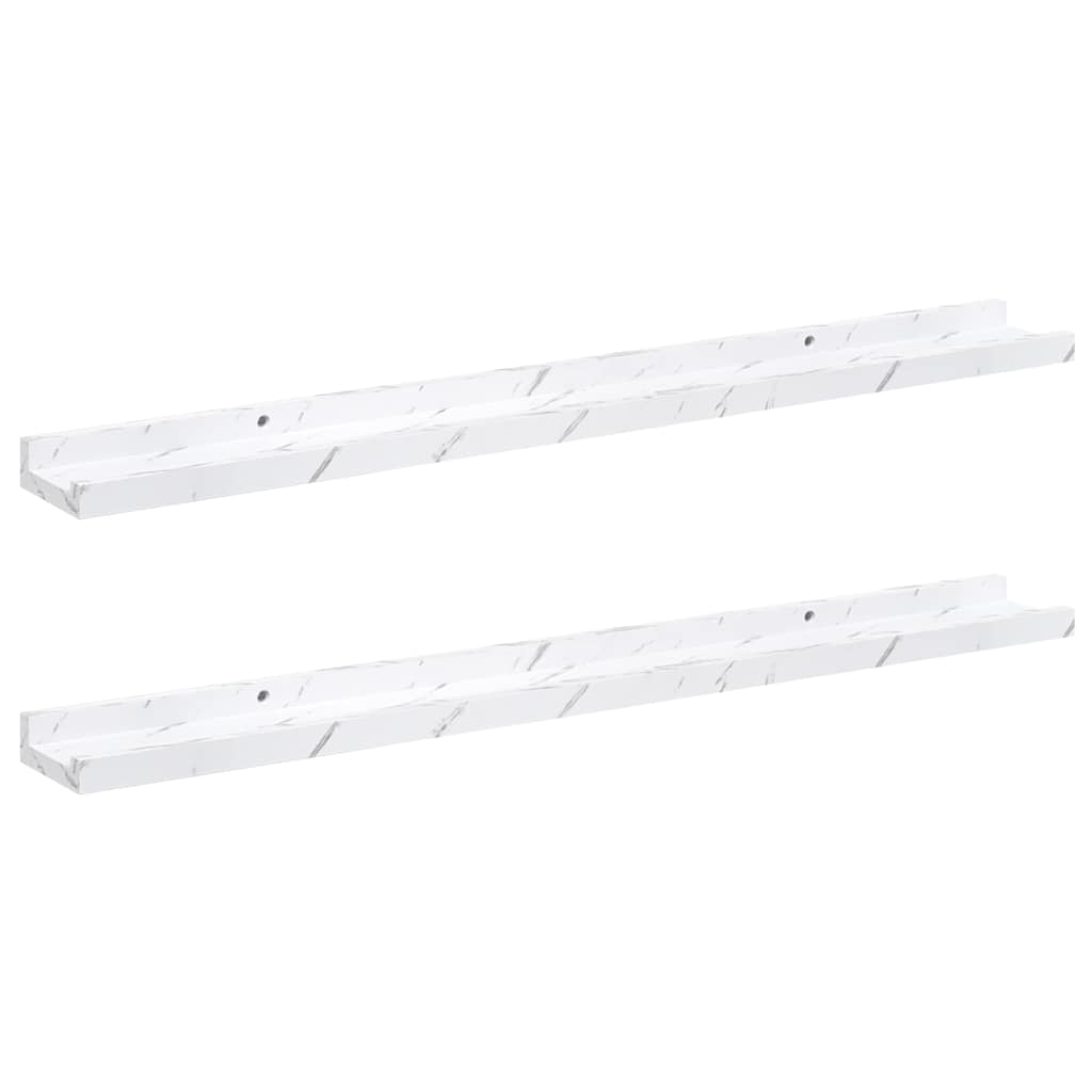 Wall Shelf 2 pcs White Marble 80 x 9 x 3 cm Engineered Wood