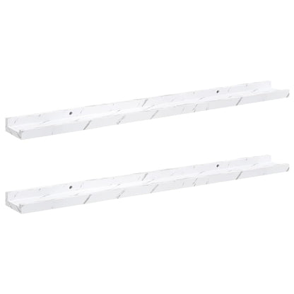 Wall Shelf 2 pcs White Marble 80 x 9 x 3 cm Engineered Wood