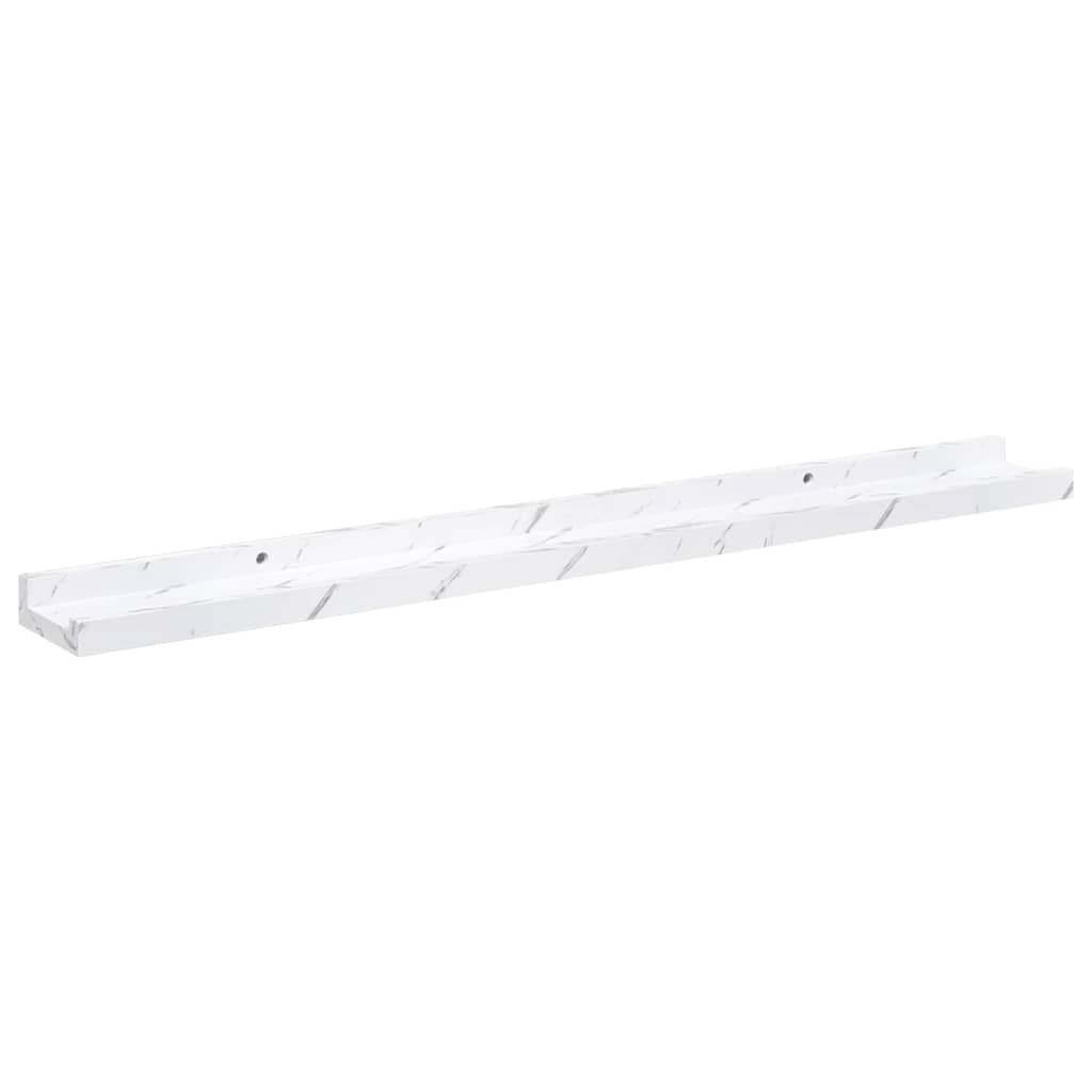 Wall Shelf 2 pcs White Marble 80 x 9 x 3 cm Engineered Wood