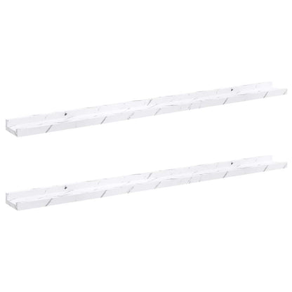 Wall Shelf 2 pcs White Marble 100 x 9 x 3 cm Engineered Wood