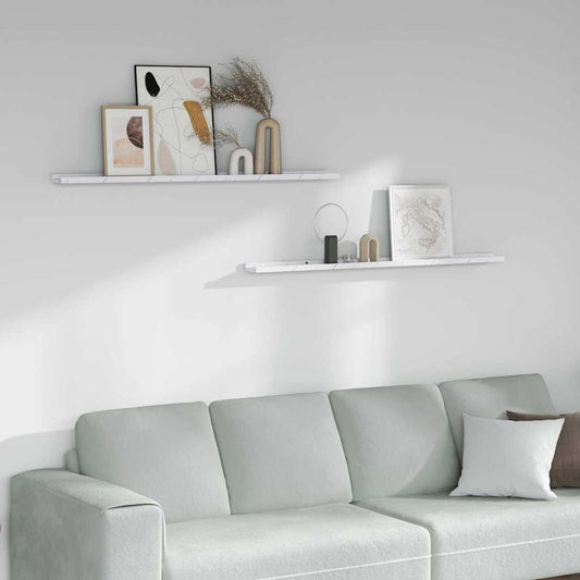 Wall Shelf Wall-Mounted 2 pcs White Marble 115 x 9 x 3 cm