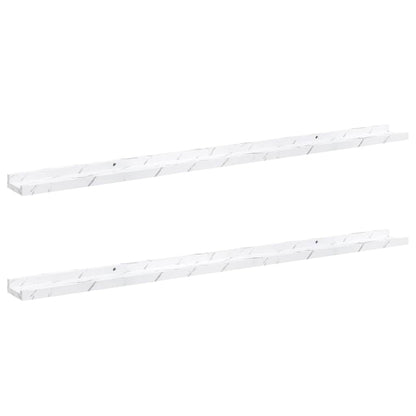 Wall Shelf 2 pcs White Marble 115 x 9 x 3 cm Engineered Wood