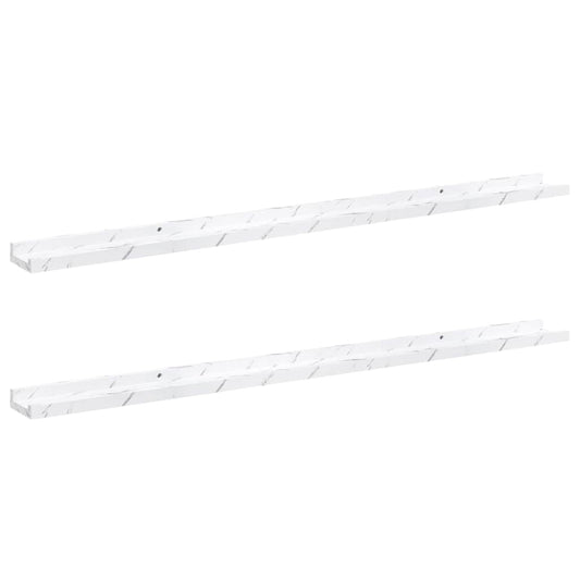 Wall Shelf 2 pcs White Marble 115 x 9 x 3 cm Engineered Wood