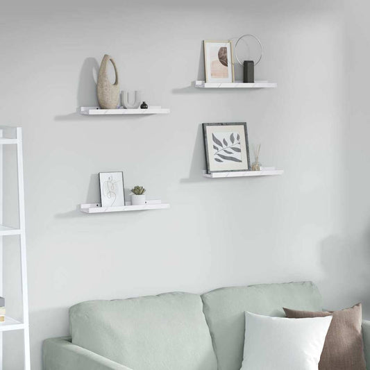 Wall Shelf Wall-Mounted 4 pcs White Marble 40 x 9 x 3 cm