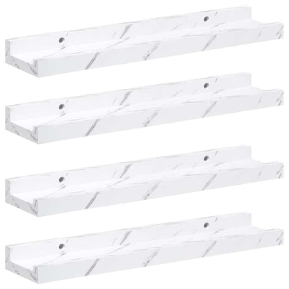 Wall Shelf 4 pcs White Marble 40 x 9 x 3 cm Engineered Wood