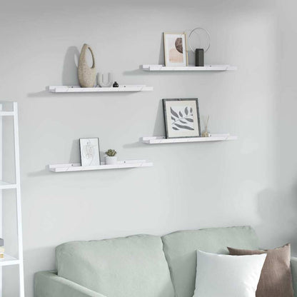 Wall Shelf 4 pcs White Marble 60 x 9 x 3 cm Engineered Wood