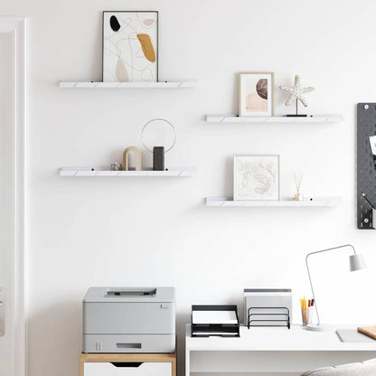 Wall Shelf 4 pcs White Marble 60 x 9 x 3 cm Engineered Wood