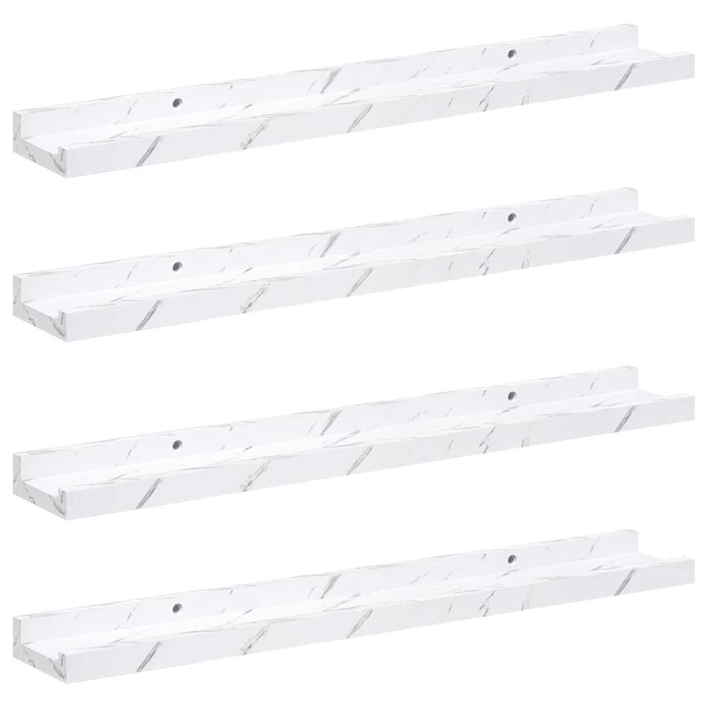 Wall Shelf 4 pcs White Marble 60 x 9 x 3 cm Engineered Wood