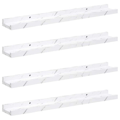 Wall Shelf 4 pcs White Marble 60 x 9 x 3 cm Engineered Wood