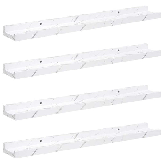 Wall Shelf 4 pcs White Marble 60 x 9 x 3 cm Engineered Wood