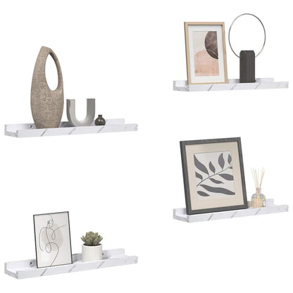 Wall Shelf 4 pcs White Marble 60 x 9 x 3 cm Engineered Wood