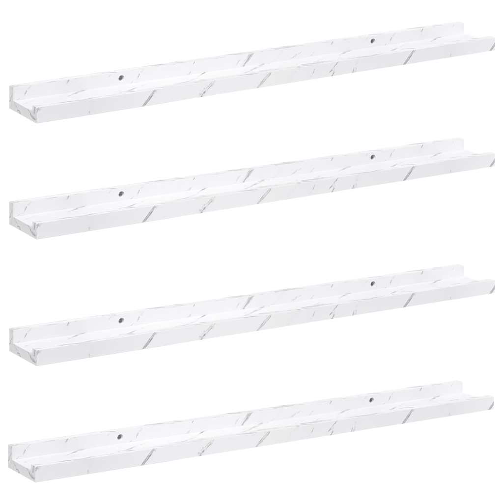 Wall Shelf 4 pcs White Marble 80 x 9 x 3 cm Engineered Wood
