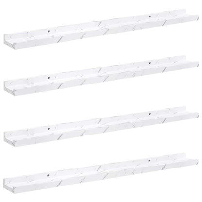 Wall Shelf 4 pcs White Marble 80 x 9 x 3 cm Engineered Wood