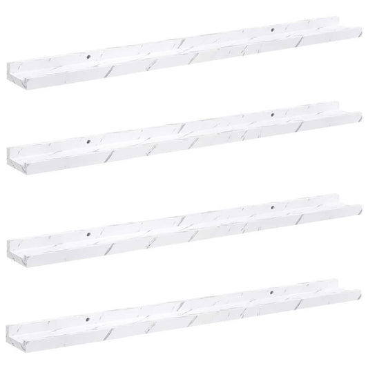 Wall Shelf 4 pcs White Marble 80 x 9 x 3 cm Engineered Wood