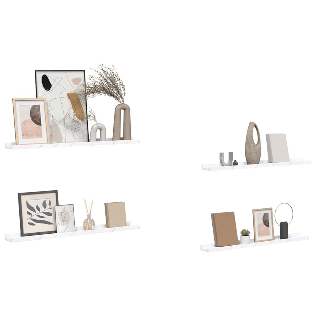 Wall Shelf 4 pcs White Marble 80 x 9 x 3 cm Engineered Wood