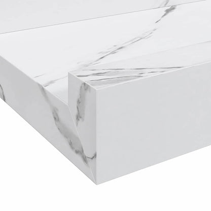 Wall Shelf 4 pcs White Marble 100 x 9 x 3 cm Engineered Wood