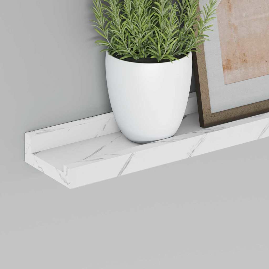 Wall Shelf 4 pcs White Marble 100 x 9 x 3 cm Engineered Wood