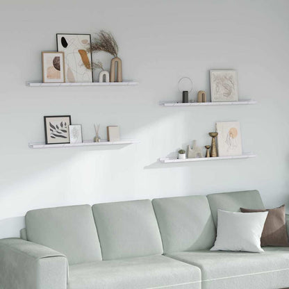 Wall Shelf 4 pcs White Marble 100 x 9 x 3 cm Engineered Wood