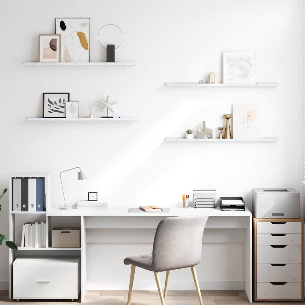 Wall Shelf 4 pcs White Marble 100 x 9 x 3 cm Engineered Wood