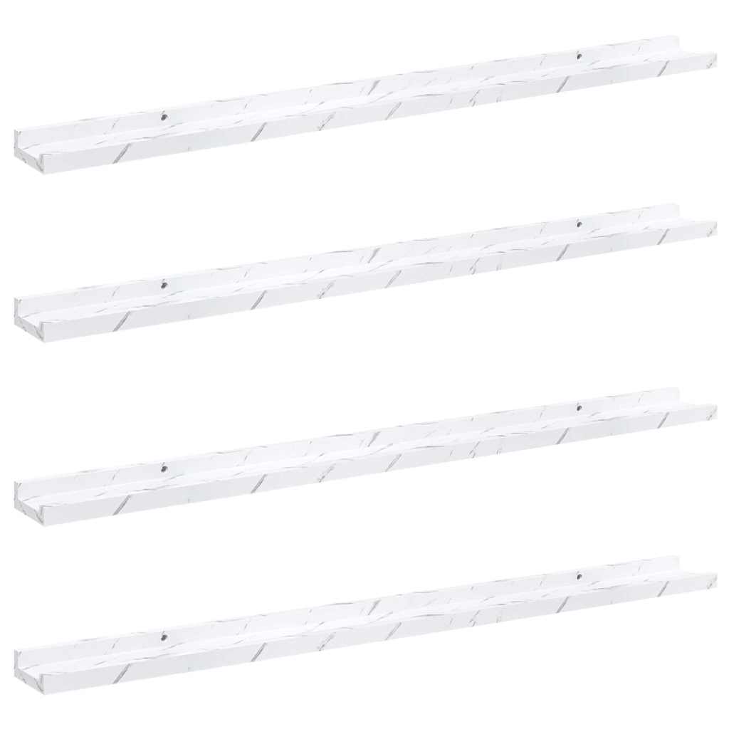Wall Shelf 4 pcs White Marble 100 x 9 x 3 cm Engineered Wood
