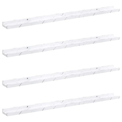 Wall Shelf 4 pcs White Marble 100 x 9 x 3 cm Engineered Wood
