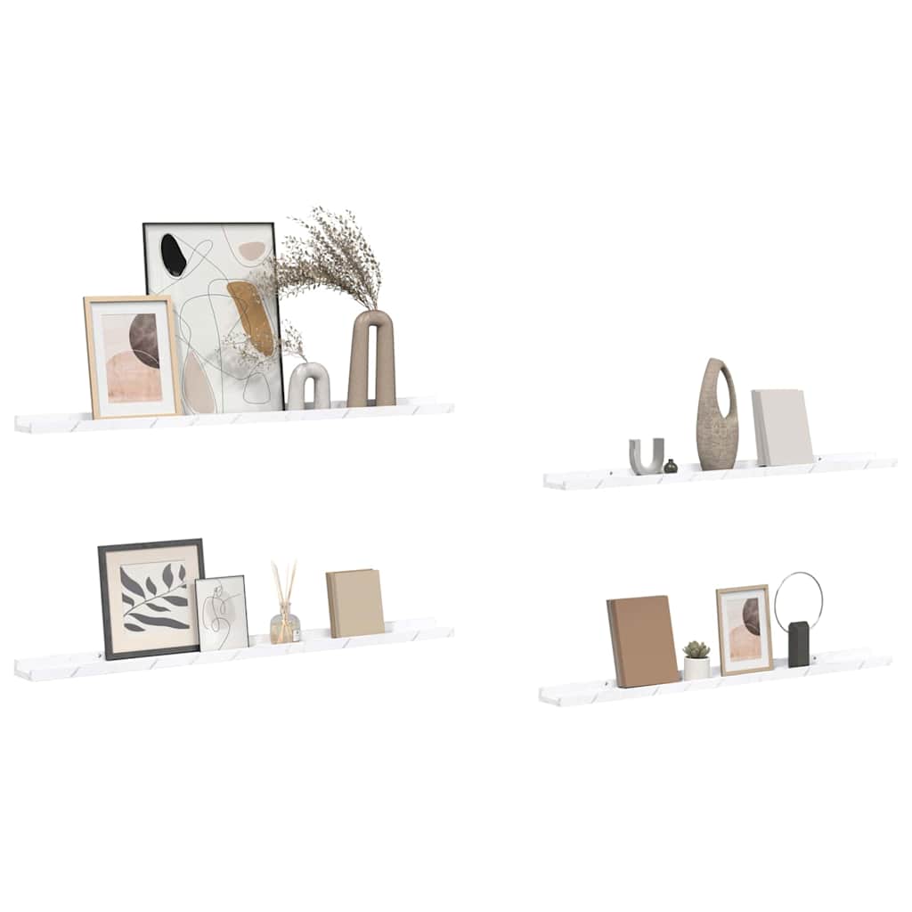Wall Shelf 4 pcs White Marble 100 x 9 x 3 cm Engineered Wood
