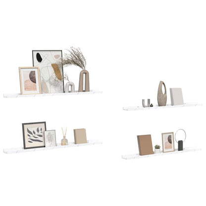 Wall Shelf 4 pcs White Marble 100 x 9 x 3 cm Engineered Wood