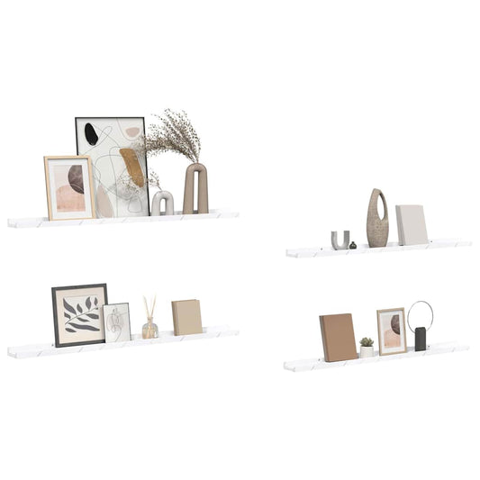 Wall Shelf 4 pcs White Marble 100 x 9 x 3 cm Engineered Wood